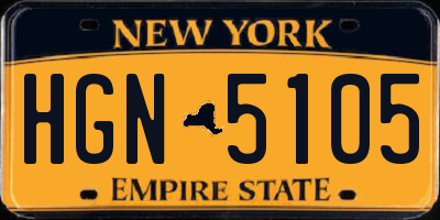 NY license plate HGN5105