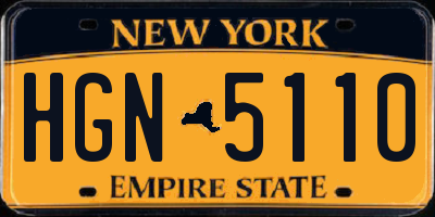 NY license plate HGN5110