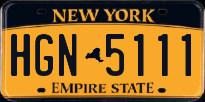 NY license plate HGN5111