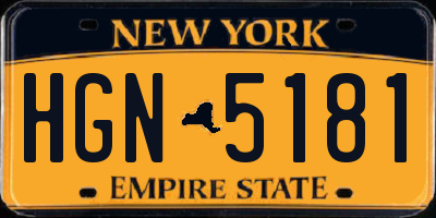 NY license plate HGN5181