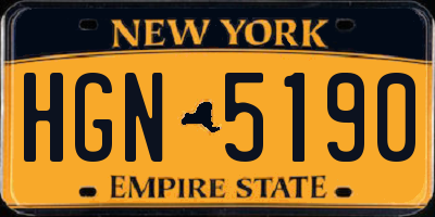 NY license plate HGN5190