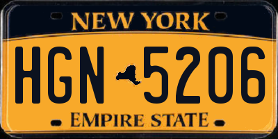 NY license plate HGN5206