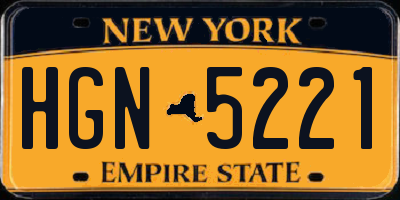 NY license plate HGN5221