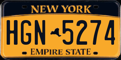 NY license plate HGN5274