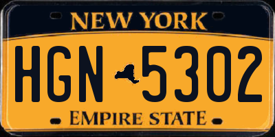 NY license plate HGN5302