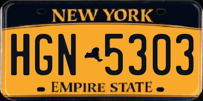 NY license plate HGN5303
