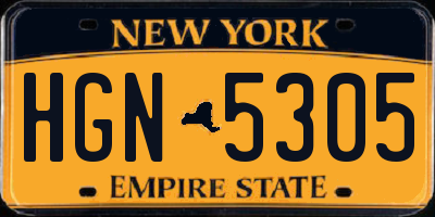 NY license plate HGN5305