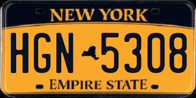 NY license plate HGN5308