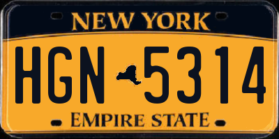 NY license plate HGN5314