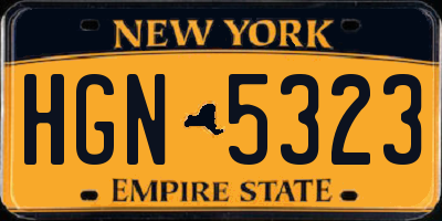 NY license plate HGN5323