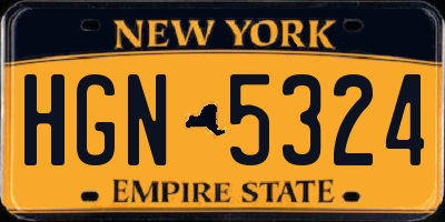 NY license plate HGN5324