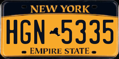 NY license plate HGN5335