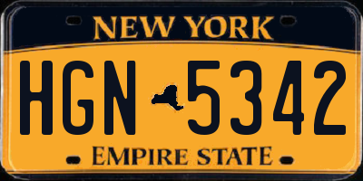NY license plate HGN5342
