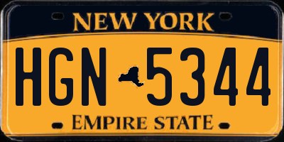 NY license plate HGN5344