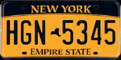 NY license plate HGN5345
