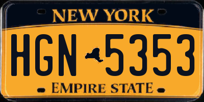 NY license plate HGN5353
