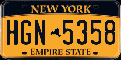 NY license plate HGN5358