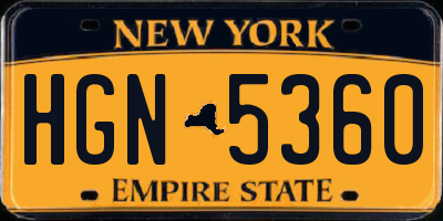 NY license plate HGN5360