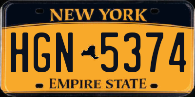 NY license plate HGN5374