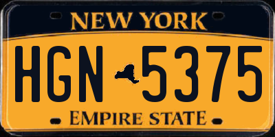 NY license plate HGN5375