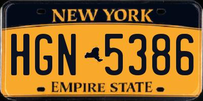 NY license plate HGN5386