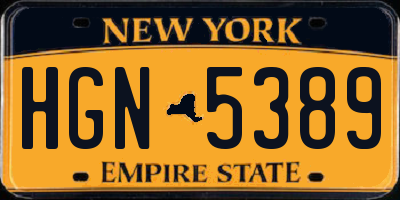 NY license plate HGN5389