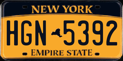 NY license plate HGN5392