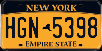 NY license plate HGN5398