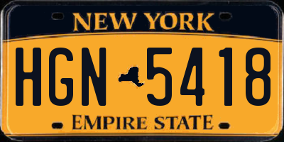 NY license plate HGN5418