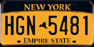 NY license plate HGN5481