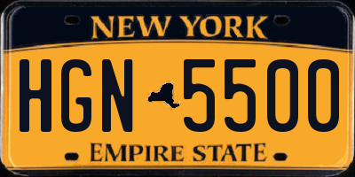 NY license plate HGN5500