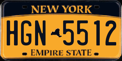 NY license plate HGN5512