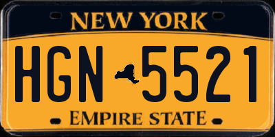 NY license plate HGN5521