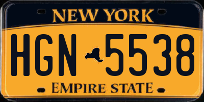 NY license plate HGN5538