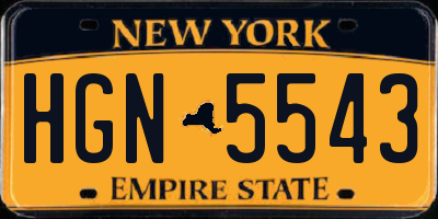 NY license plate HGN5543