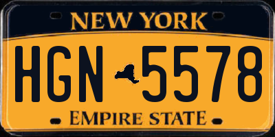 NY license plate HGN5578