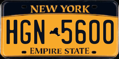 NY license plate HGN5600