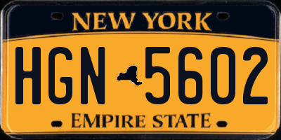 NY license plate HGN5602