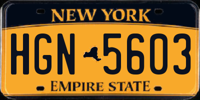 NY license plate HGN5603