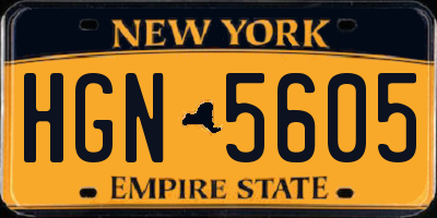 NY license plate HGN5605