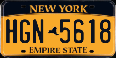 NY license plate HGN5618