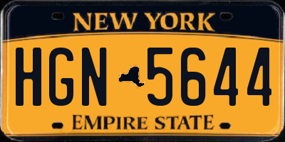 NY license plate HGN5644