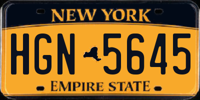 NY license plate HGN5645