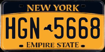 NY license plate HGN5668