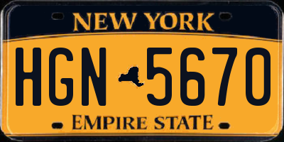 NY license plate HGN5670
