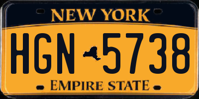 NY license plate HGN5738