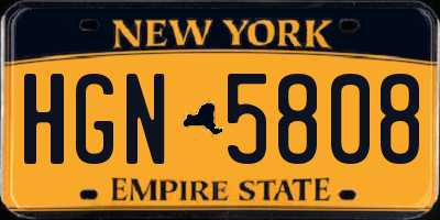 NY license plate HGN5808
