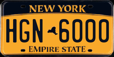 NY license plate HGN6000