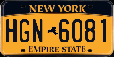 NY license plate HGN6081
