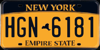 NY license plate HGN6181